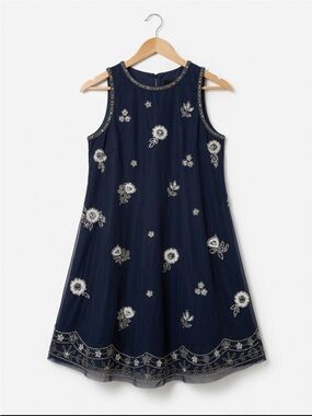 Altar'd State Navy Blue Embellished Midi Dress